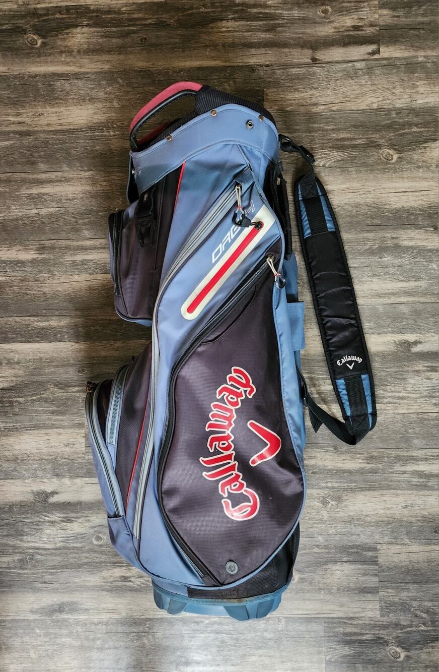 Callaway Golf Club Bag Org 14 Cart Blue, Black, & Red, Shoulder Strap